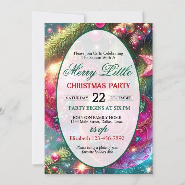 Convites Bright and Colorful Christmas Party Invitation (Frente)