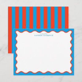 Convites Bright Aqua & Tangerine Wavy Note Card