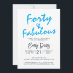 Convites Bright Blue Quarty Fabuloso | aniversário de 40 an<br><div class="desc">Um convite para fotos chique, elegante e aniversário de 40 anos que você pode personalizar e enviar para a sua festa da quadragésima festa de aniversário. As palavras "quarenta e fabuloso" em preto e azul claro são definidas utilizando a escrita na moda e a tipografia moderna. Desenvolvido exclusivamente para você...</div>