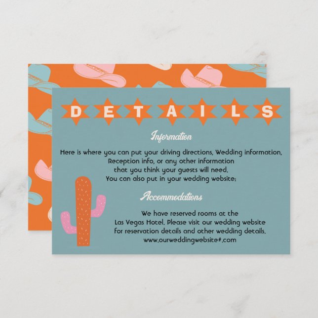 Convites Bright Bold Cowboy Ocidental Informações (Frente/Verso)