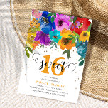 Convites Bright & Bold Florals Doce Dezesseis e Dezesseis 1<br><div class="desc">Celebre um doce 16 com estes brilhantes e ousados convites de aniversário floral. Design apresenta flores pintadas manualmente com aquarela com folhagem verde,  faux gold glitter confetti e um clássico modelo de aniversário elegante que é fácil de personalizar.</div>