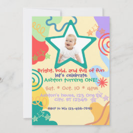Convites Bright, bold, fun 1st Birthday