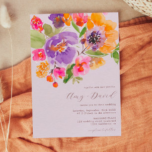 Convites Bright bold outono floral casamento de fotos de aq