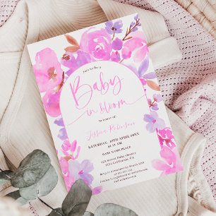 Convites Bright bold pink purple floral baby shower