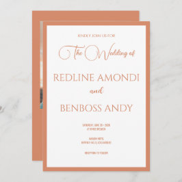 Convites Bright Copper Elegant  Modern Calligraphy Wedding