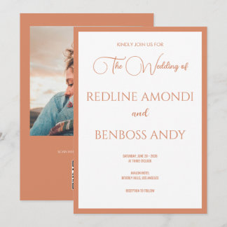 Convites Bright Copper Elegant  Modern Calligraphy Wedding