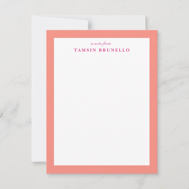 Convites Bright Coral e White Personal Stationery (Frente)