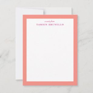 Convites Bright Coral e White Personal Stationery
