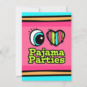 Convites Bright Eye Heart I Love Pajama Party