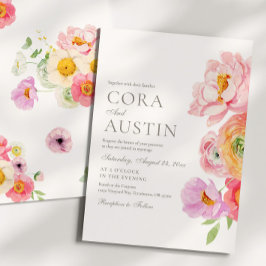 Convites Bright Floral Photo Wedding Invitation