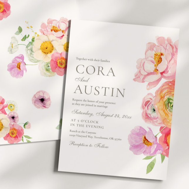 Convites Bright Floral Photo Wedding Invitation (Criador carregado)