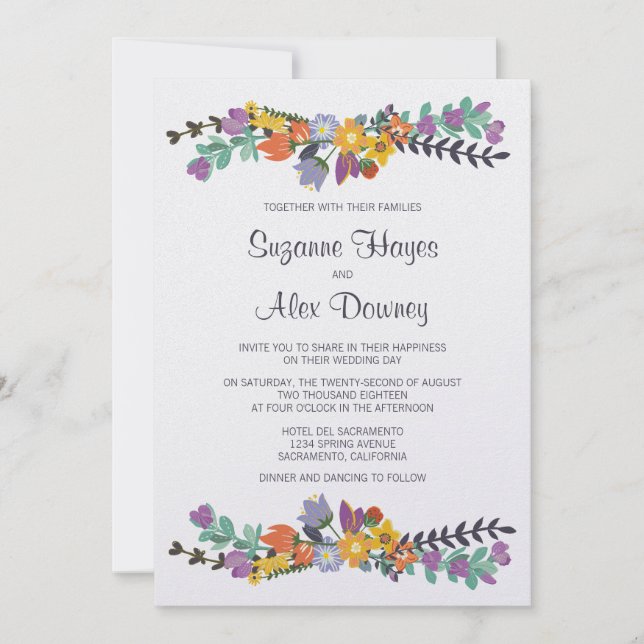 Convites Bright Floral Spring Wedding (Frente)