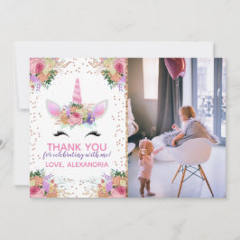 Convites Bright Floral Unicorn Obrigado