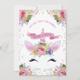 Convites Bright Floral Unicorn Traga Um Livro