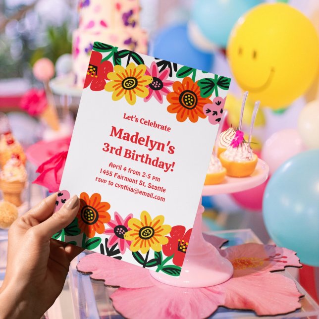 Convites Bright Flower Power Birth (Criador carregado)