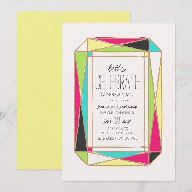 Convites Bright Gem Formando Party (Frente/Verso)