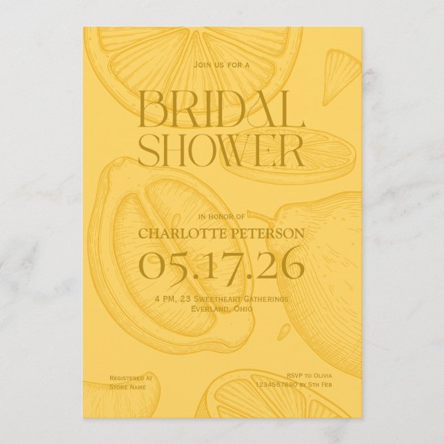 Convites Bright Minimalist Citrus Bridal Shower invite (Frente)