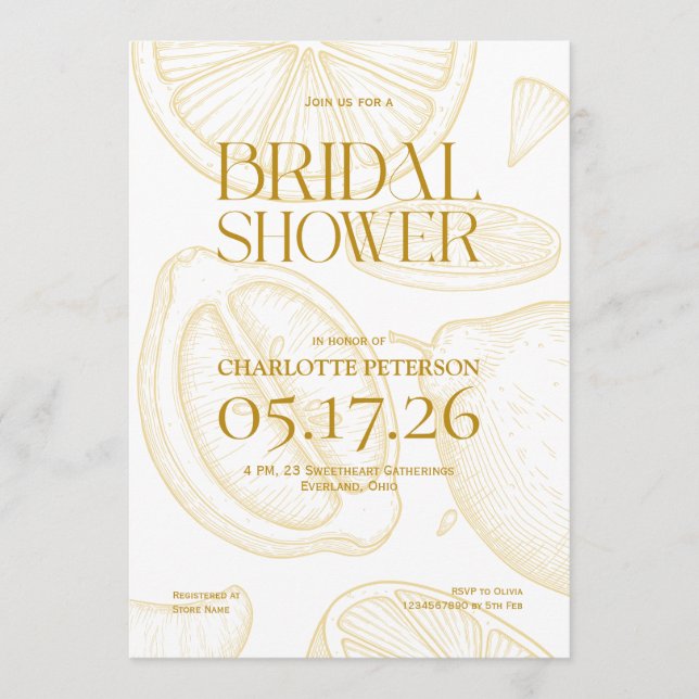 Convites Bright Minimalist Citrus Bridal Shower invite (Frente)