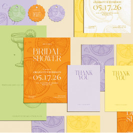 Convites Bright Minimalist Citrus Bridal Shower invite
