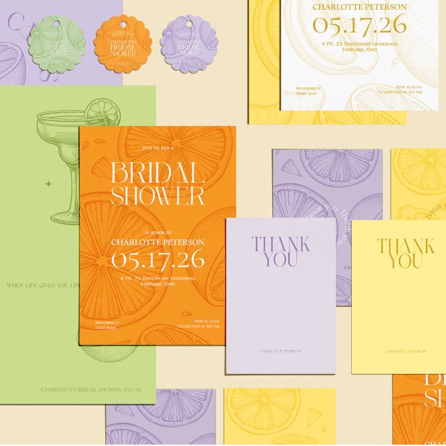 Convites Bright Minimalist Citrus Bridal Shower invite (Criador carregado)