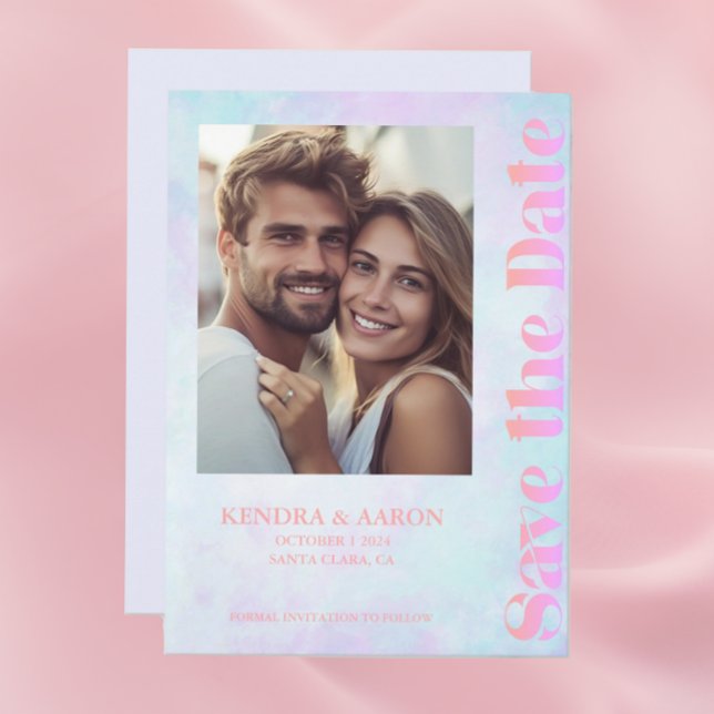 Convites Bright Modern Minimamente Neon Wedding Salvar A Da (Criador carregado)