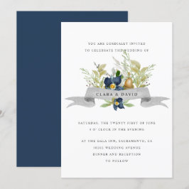 Convites Bright Oak | Azul | Casamento com aquarela russa