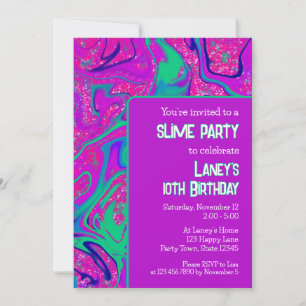 Convites Bright Purple Glitter Birthday Slime Party