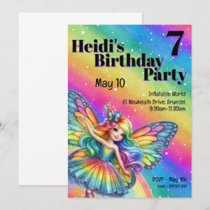 Convites Bright Rainbow Fairy Birthday