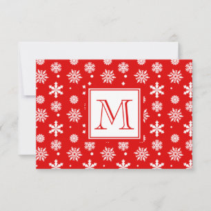 Convites Bright Red and White Snowflakes Pattern 1 with Mon