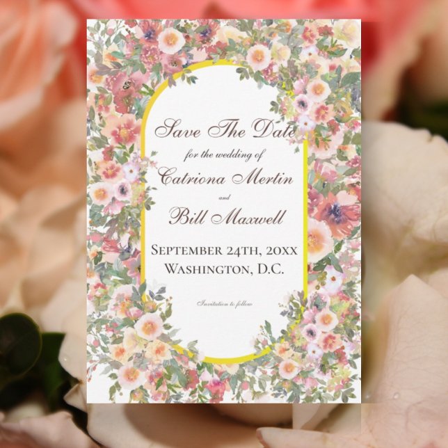 Convites Bright Romantic Garden Save the Date Card (Criador carregado)