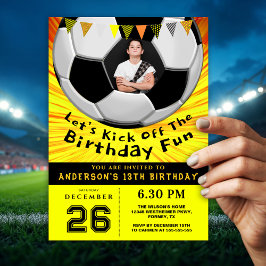 Convites Bright Sporty Custom Photo Birthday I | Soccer