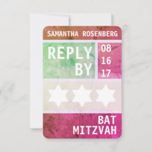 Convites Bright Star: Resposta de David Bat Mitzvah RSVP