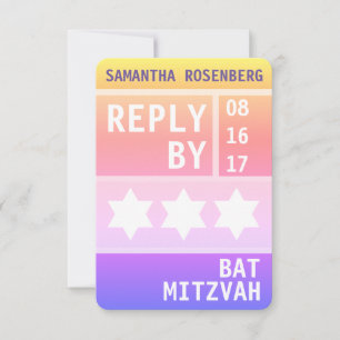 Convites Bright Star: Resposta de David Bat Mitzvah RSVP
