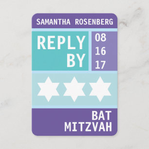 Convites Bright Star: Resposta de David Bat Mitzvah RSVP