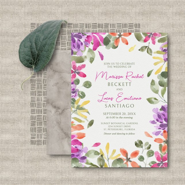 Convites Bright Tropical Floral Wedding (Criador carregado)