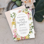 Convites Bright Watercolor Floral 60ª Festa de aniversário<br><div class="desc">Um convite de aniversário lindamente feminino com um quadro floral de cor d'água alegre em cores brilhantes de amarelo, rosa, branco e verde faz este pop de convite com um charme na moda. Os emparelhamentos faciais do tipo de tendência incluem um título chic em letra minúscula emparelhada com sans serif...</div>