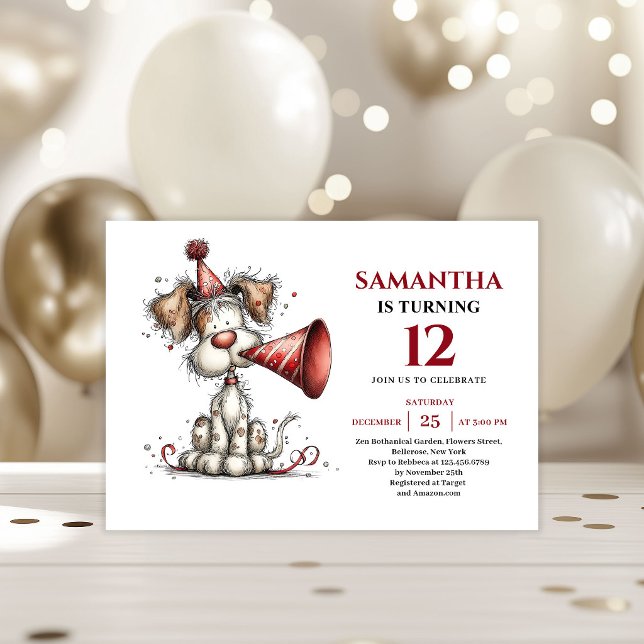 Convites Bright whimsical dog animals theme kids birthday (Bright whimsical animals theme kids birthday invitation

)