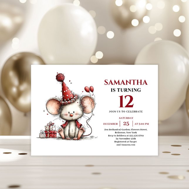 Convites Bright Whimsical mouse Birthday Edit kids birthday (Bright Whimsical animals Birthday Edit kids birthday invitation

)