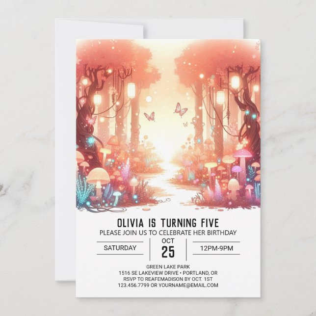 Convites Bright Whimsical Woodland Digital Birth (Frente)