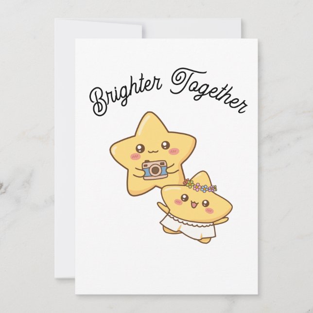 Convites Brighter Together – Cute Couple Invitation  (Frente)