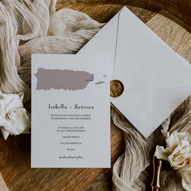 Convites BRIGHTEST Puerto Rico Wedding Invitation Template (Criador carregado)