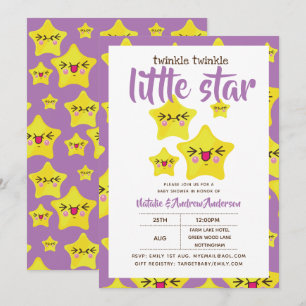 Convites Brile Chá de Estrelas Purp Amarelo Cachorro Moder