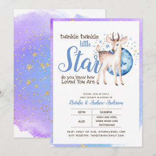 Convites Brilha Estrela Pequena, Deer Blue Modern