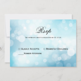 Convites Brilhante Azul Chic Bokeh Light Weding Rsvp
