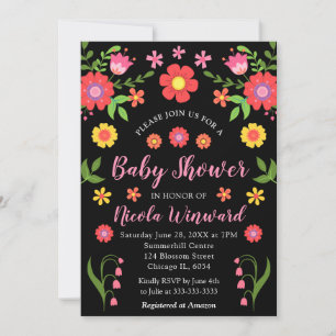 Convites Brilhante Churrasco Mexicano Floral Baby Shower