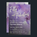 Convites Brilhante, cor d'água roxa, cinquenta e fabulosa<br><div class="desc">Esta design é para os novos 50 anos, cujo estilo é um pouco mais casual e um pouco mais artístico do que algumas das ofertas tradicionais dos Grandes Cinco. As palavras "Cinquenta e Fabuloso" foram redigidas numa letra moderna, escrita à mão, e foi acrescentada uma sombra ousada. Esse gráfico foi...</div>