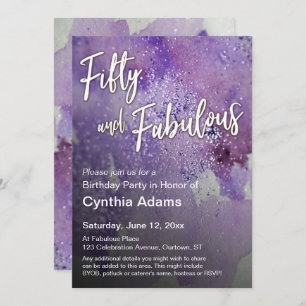 Convites Brilhante, cor d'água roxa, cinquenta e fabulosa