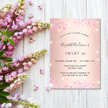 Convites Brilhante cor-de-rosa-rosa doce 16<br><div class="desc">Um convite moderno,  na moda e glamouroso para uma doce festa de aniversário 16,  16. Um fundo metálico rosa dourado falso com brilho falso rosa. O nome é escrito com um moderno e escuro,  rosa dourado,  escrito com letra de estilo manuscrito. Personalize e adicione os detalhes da sua festa.</div>