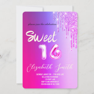 Convites Brilhante de 16 rosa dourado doce
