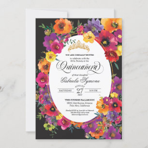 Convites Brilhante Flor de Fiesta Aquarela Floral Quinceañe